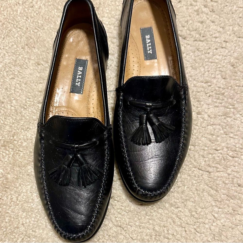 Bally Men's Black Leather Loafers